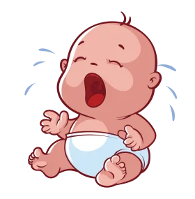 Adorable Crying Baby Clipart: Expressive Infant Illustration with Emotional Charm