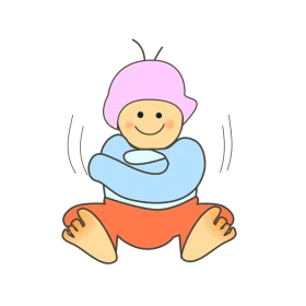 Adorable Infant Clipart: Cheerful Baby with Pink Hair Sitting Playfully