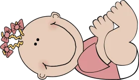 Adorable Sleeping Baby Girl Clipart with Floral Headband and Pink Outfit
