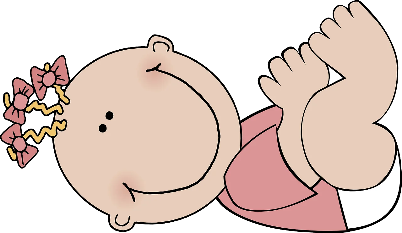 Adorable Sleeping Baby Girl Clipart with Floral Headband and Pink Outfit