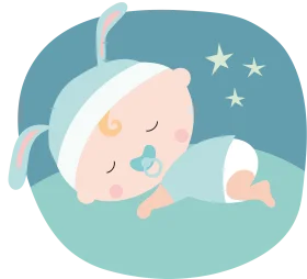 Adorable Sleeping Baby with Bunny Ears Soft Pastel Clipart Illustration