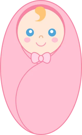 Adorable Swaddled Newborn Baby Clipart with Soft Pink Blanket and Cute Bow