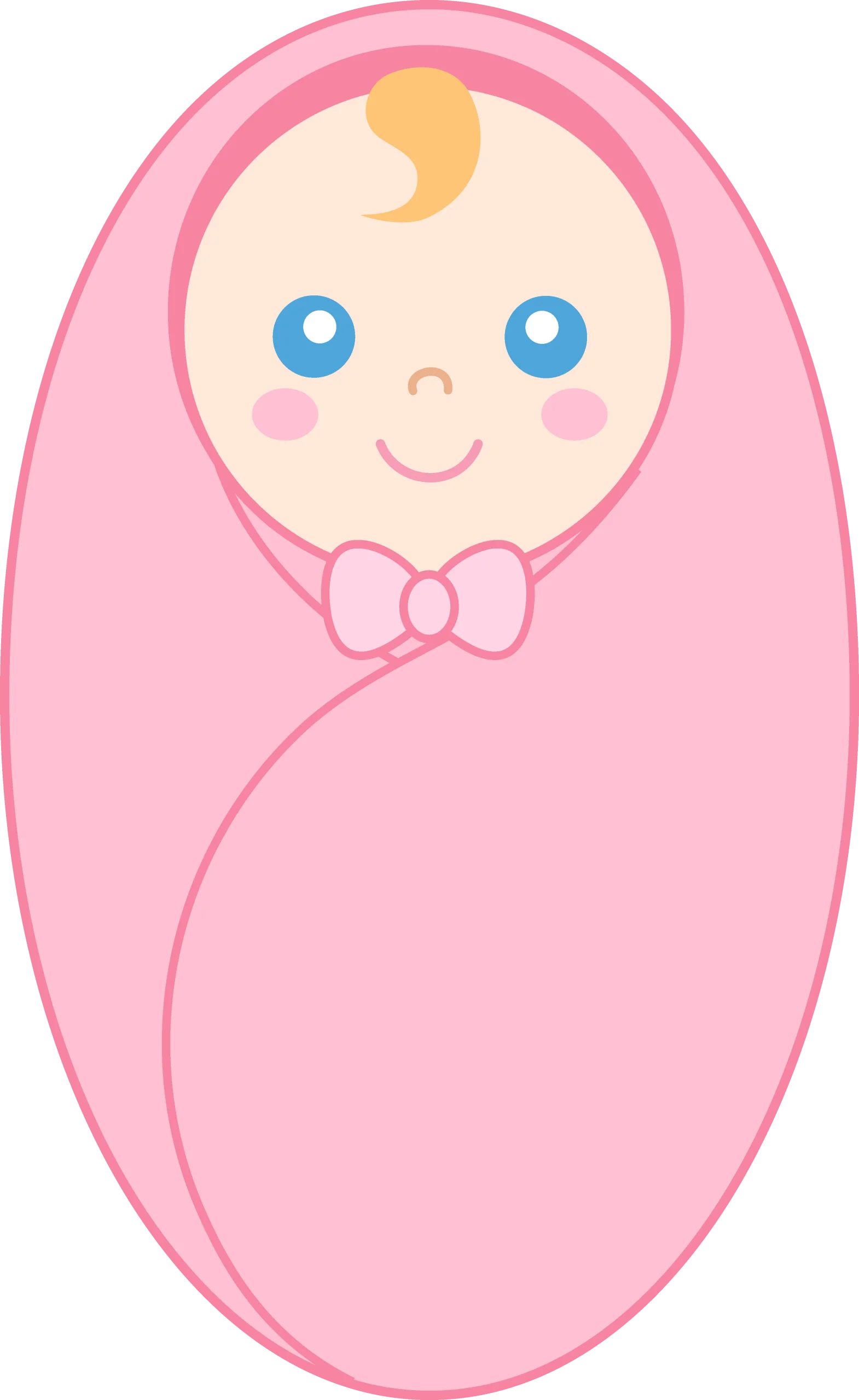 Adorable Swaddled Newborn Baby Clipart with Soft Pink Blanket and Cute Bow