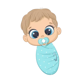 Adorable Swaddled Newborn Baby with Pacifier Cartoon Clipart Illustration