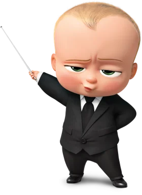 Boss Baby Clipart: Adorable Infant Executive in Formal Business Attire Pointing