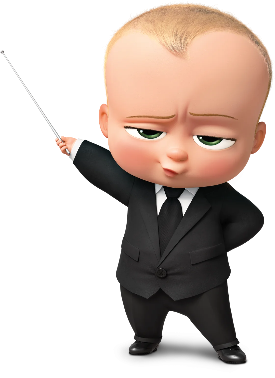 Boss Baby Clipart: Adorable Infant Executive in Formal Business Attire Pointing