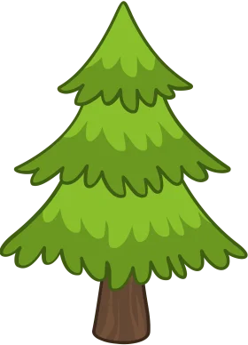 Charming Green Pine Tree Clipart with Layered Branches and Sturdy Trunk