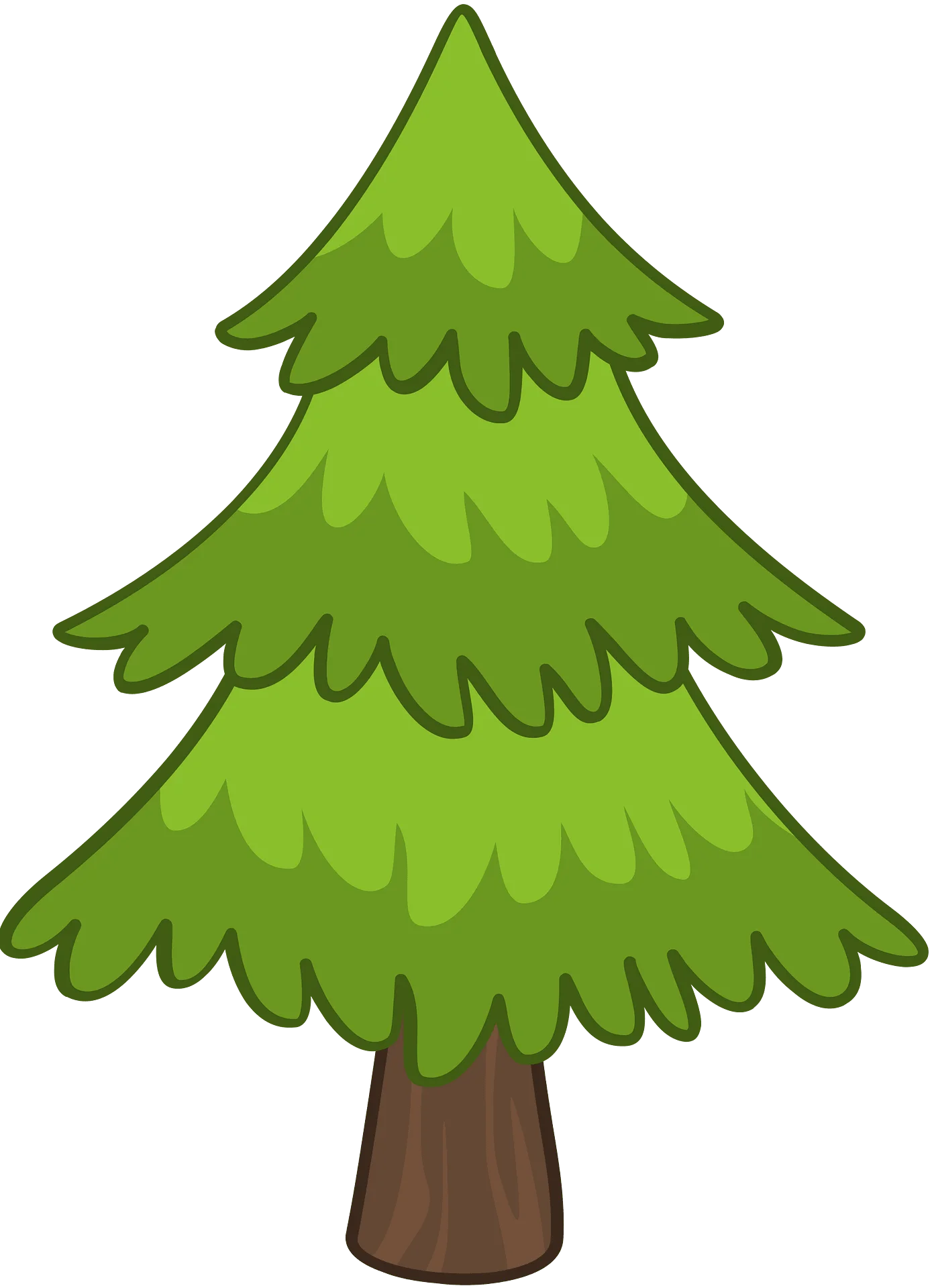 Charming Green Pine Tree Clipart with Layered Branches and Sturdy Trunk