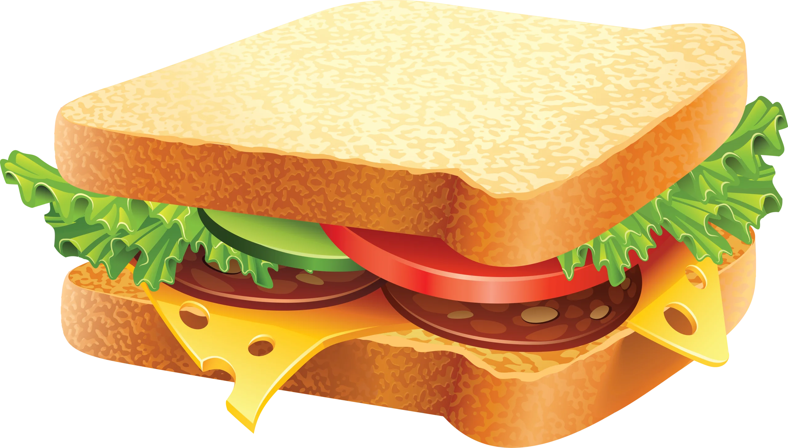Classic Deli-Style Sandwich Clipart with Fresh Ingredients Illustrated