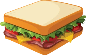Classic Deli-Style Sandwich Clipart with Layered Ingredients and Golden Bread