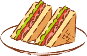 Classic Layered Club Sandwich Clipart Illustration with Fresh Ingredients
