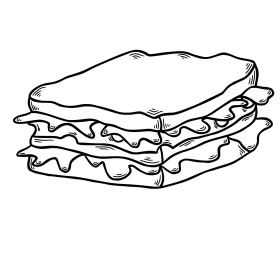 Classic Layered Sandwich Clipart Illustration with Delectable Filling Details
