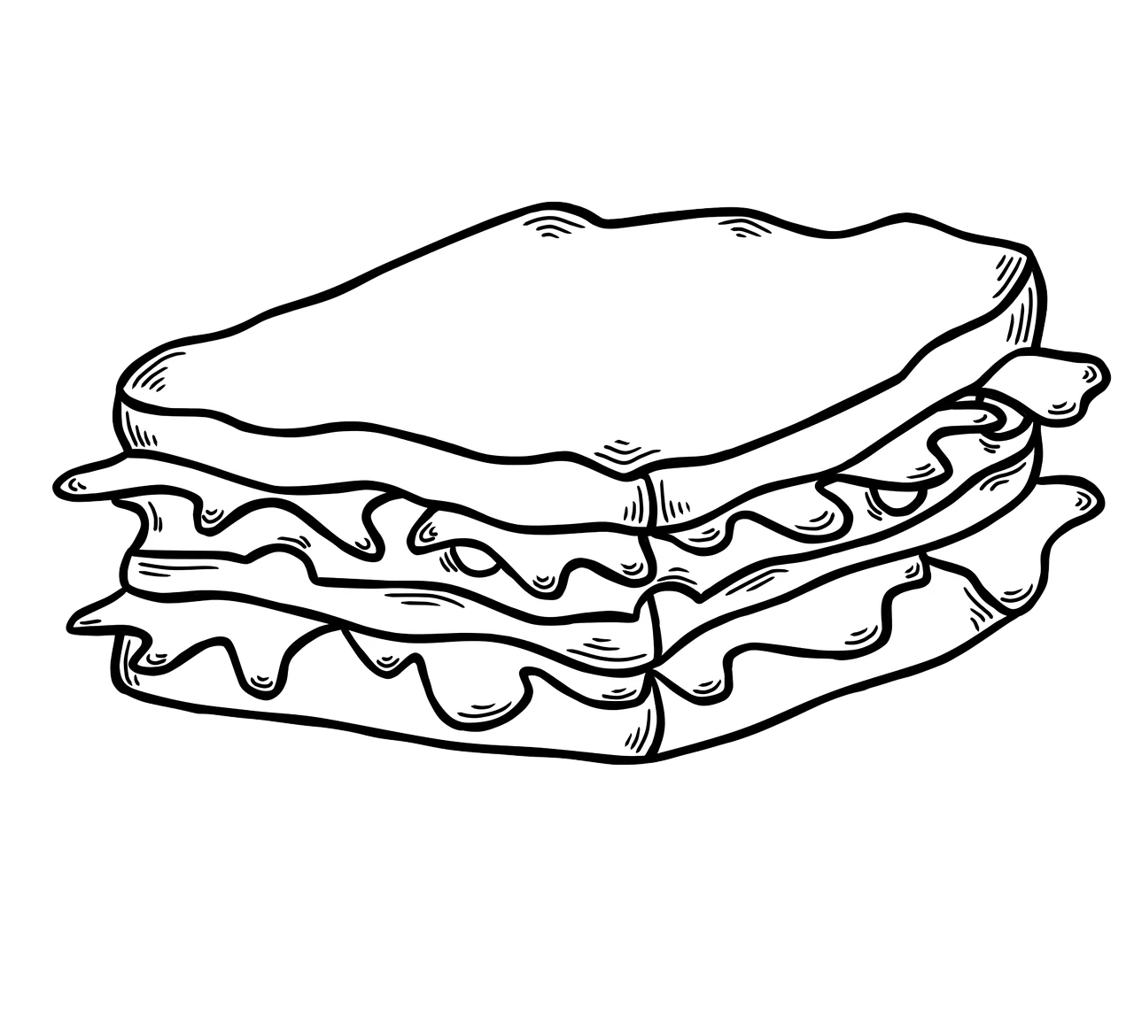Classic Layered Sandwich Clipart Illustration with Delectable Filling Details