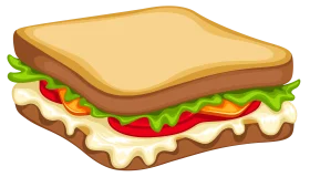 Classic Layered Sandwich Clipart with Fresh Ingredients and Golden Bread Slice