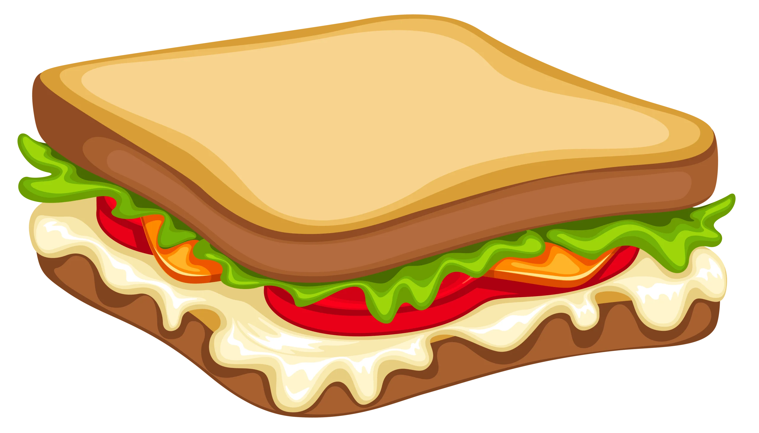 Classic Layered Sandwich Clipart with Fresh Ingredients and Golden Bread Slice