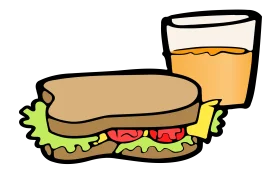 Classic Lunch Combo Clipart: Hearty Sandwich and Fresh Orange Juice Illustration