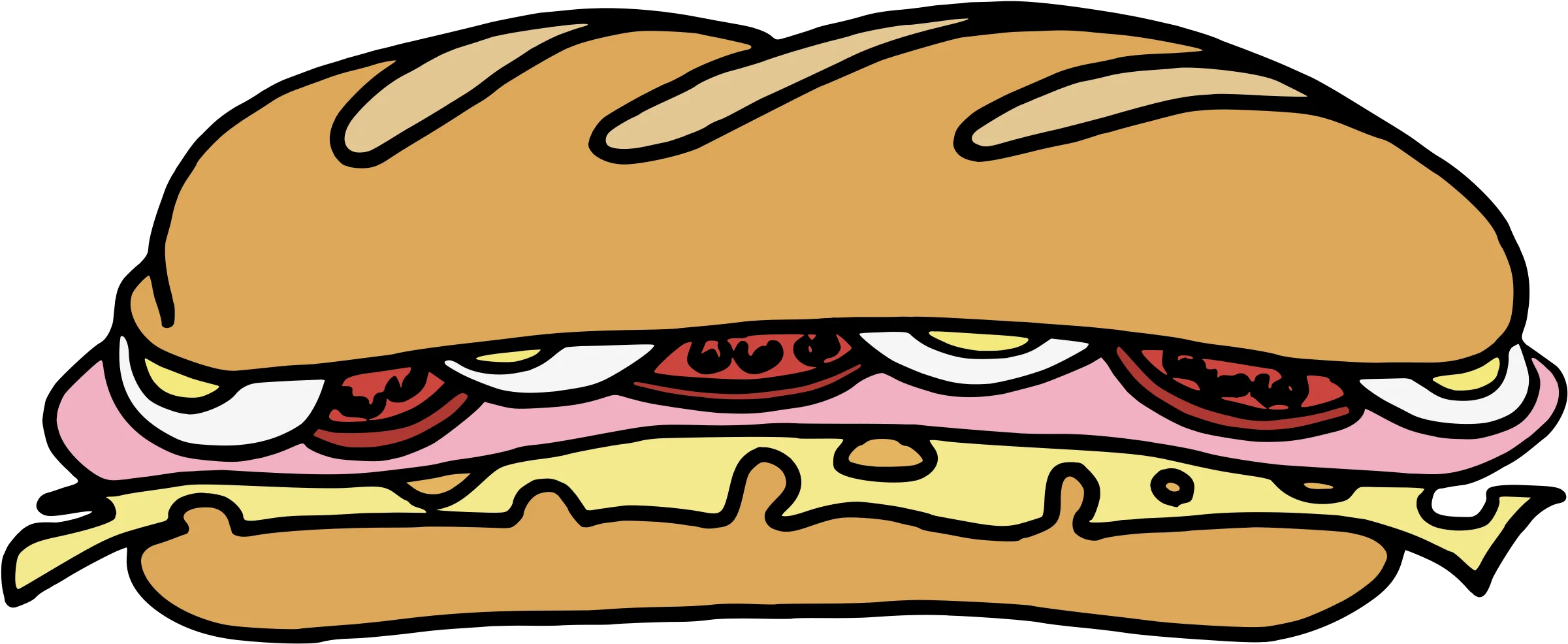 Classic Submarine Sandwich Clipart: Delicious Layered Deli Delight Illustration