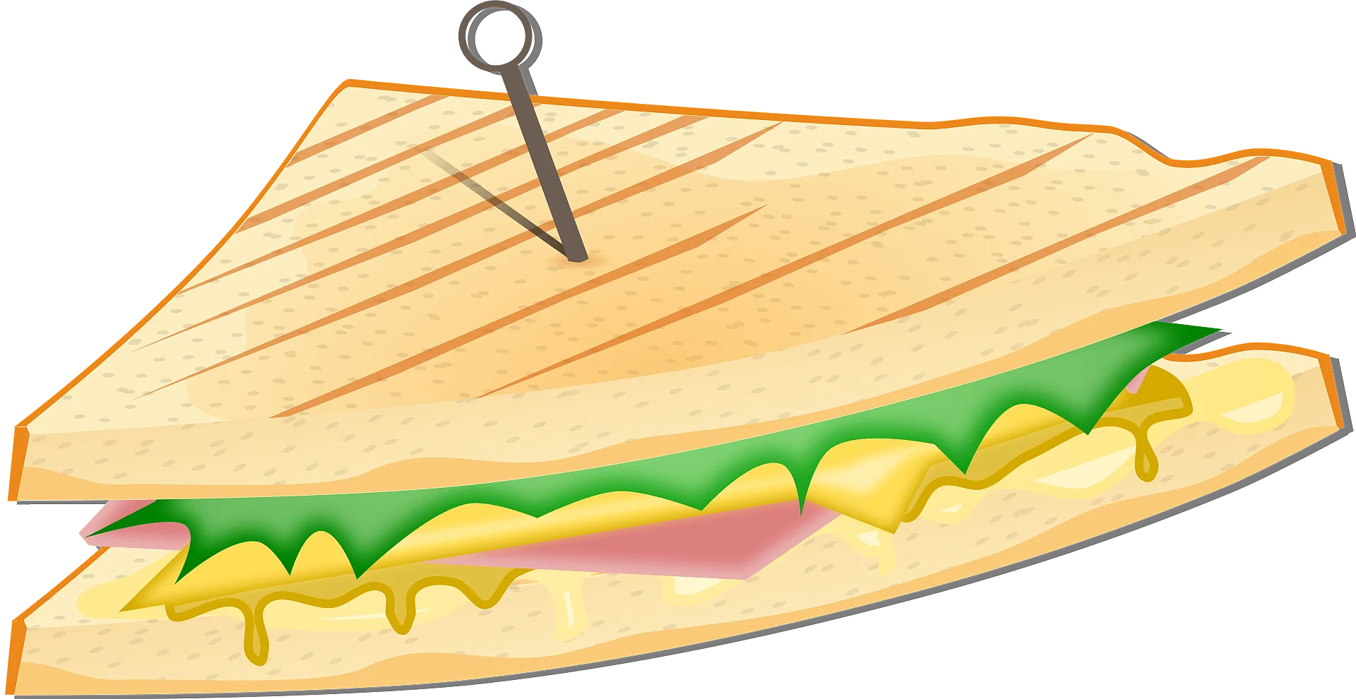Classic Triangular Grilled Sandwich Clipart with Appetizing Layers