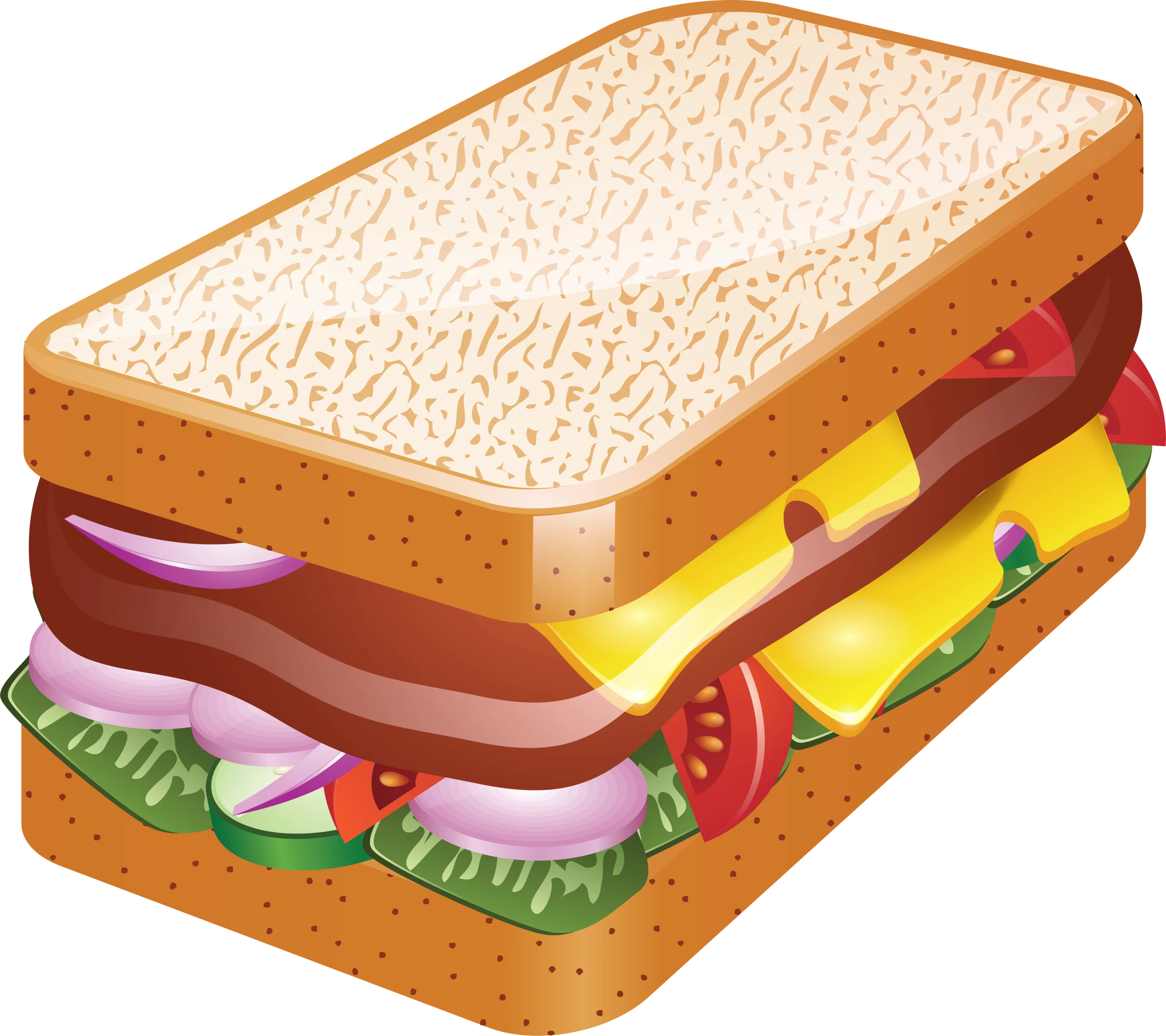 Delectable Multi-Layer Sandwich Clipart Illustration with Fresh Ingredients