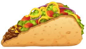 Delicious Loaded Taco with Colorful Fresh Ingredients Cartoon Clipart Illustration