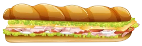Delicious Long Submarine Sandwich Clipart with Fresh Layered Ingredients
