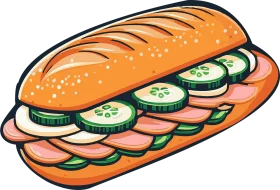 Delicious Submarine Sandwich Clipart with Fresh Ingredients and Colorful Design