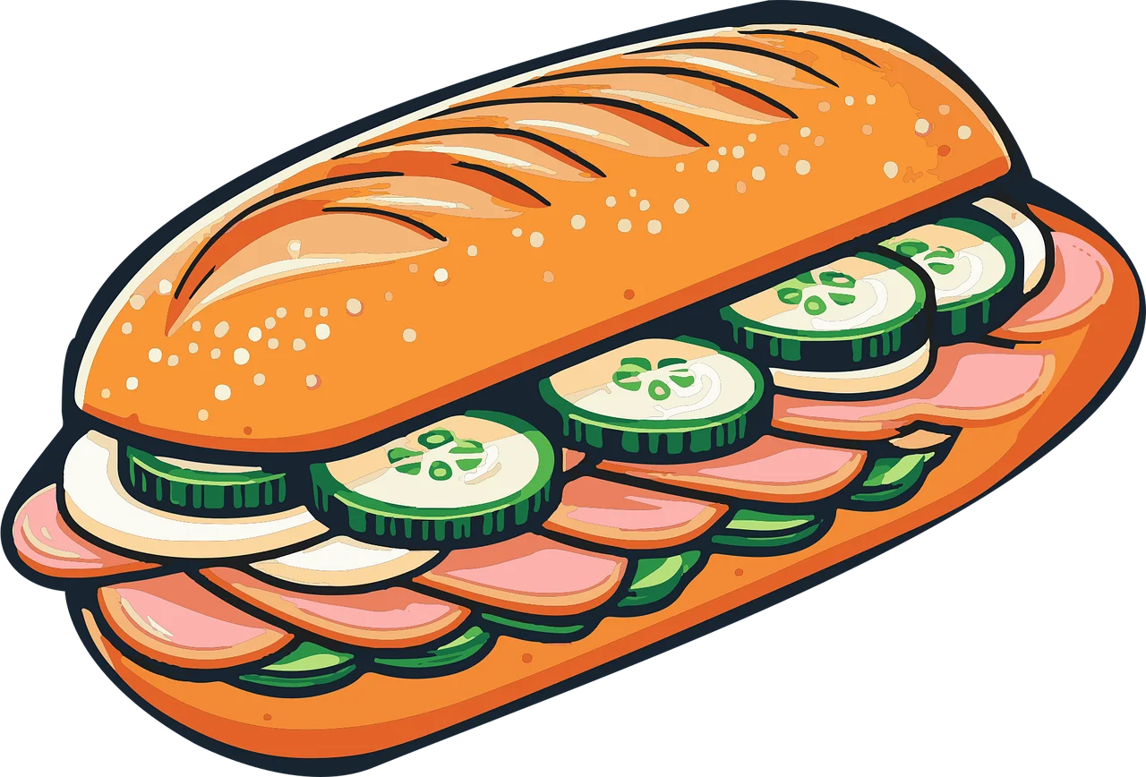 Delicious Submarine Sandwich Clipart with Fresh Ingredients and Colorful Design