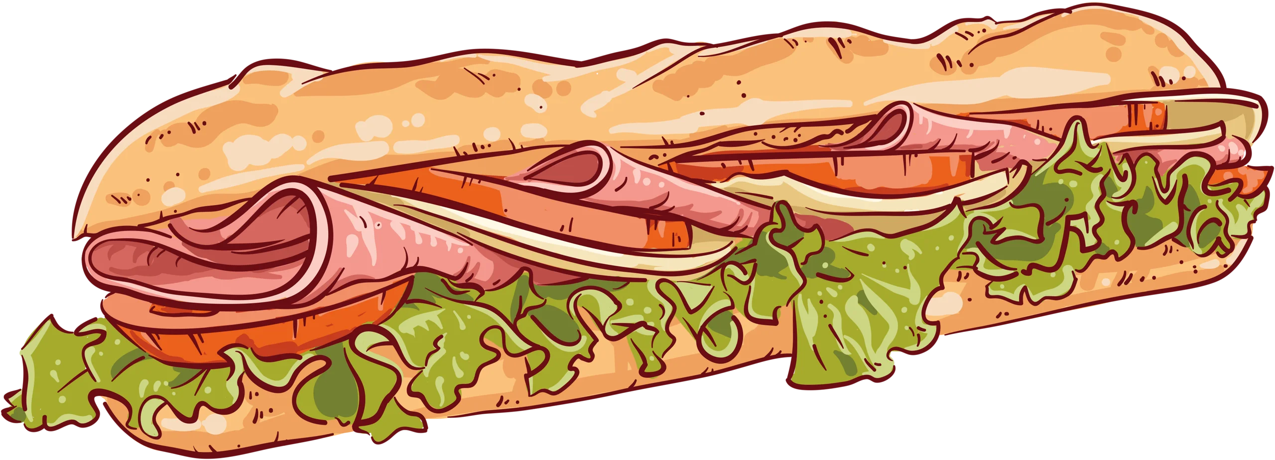 Deliciously Crafted Submarine Sandwich Clipart with Fresh Ingredients