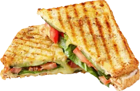 Deliciously Grilled Panini Sandwich Clipart with Golden Grill Marks and Fresh Ingredients