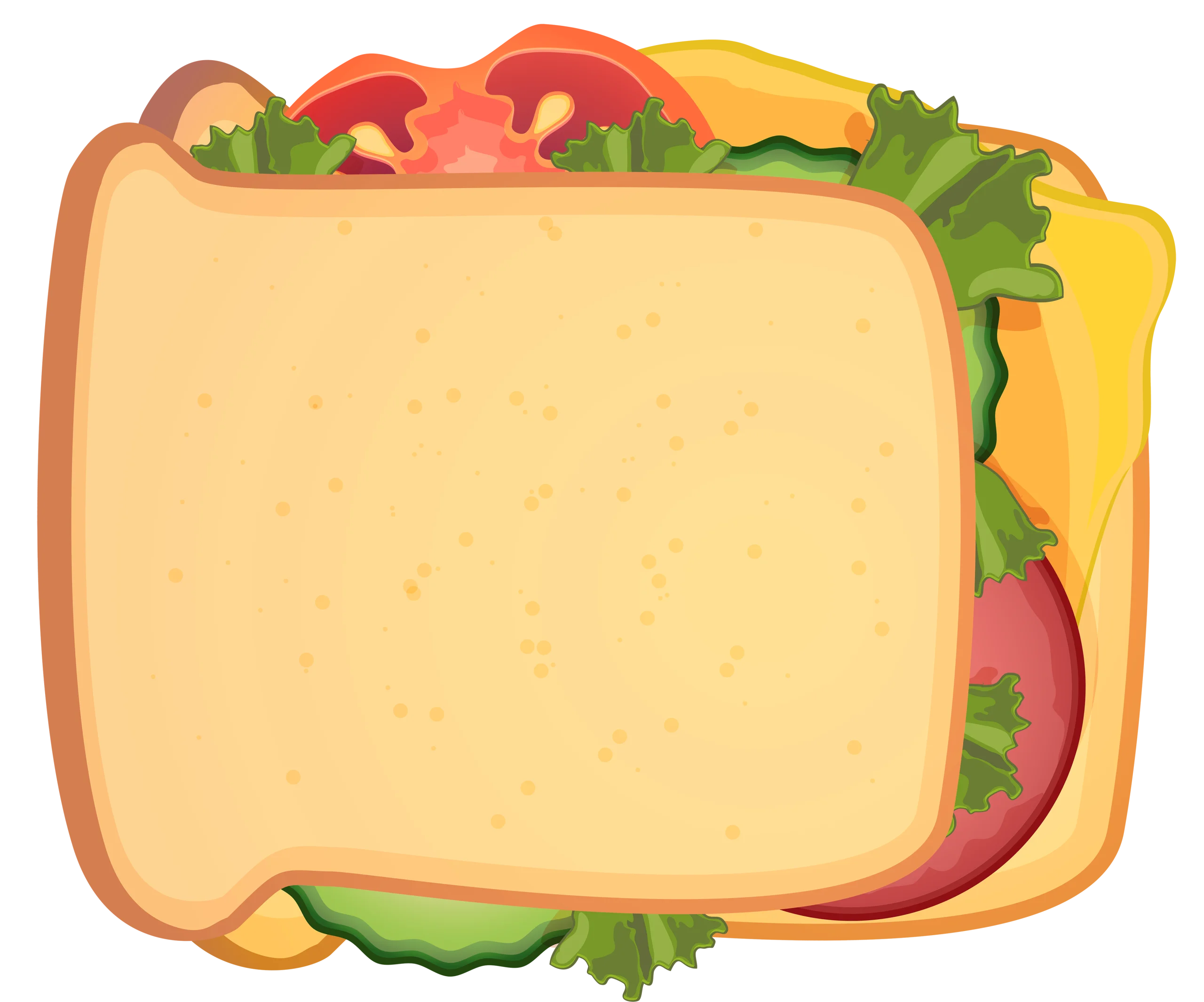 Deliciously Illustrated Sandwich Clipart with Fresh Colorful Ingredients Border