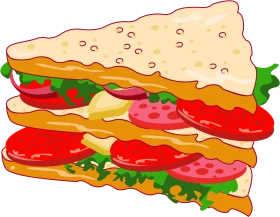 Deliciously Layered Classic Sandwich Clipart with Colorful Ingredients Illustration