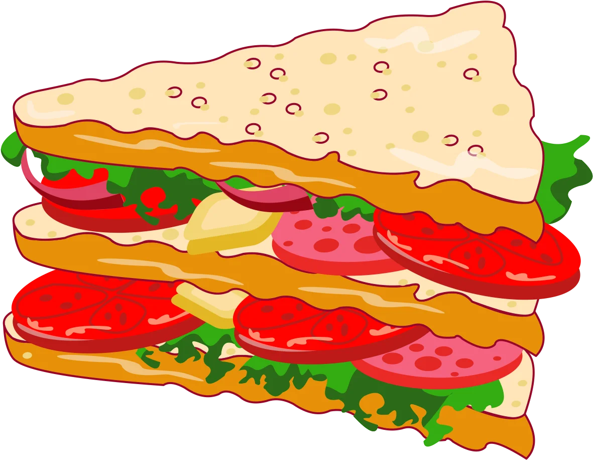 Deliciously Layered Classic Sandwich Clipart with Colorful Ingredients Illustration