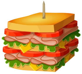 Deliciously Layered Gourmet Sandwich Clipart with Colorful Ingredients