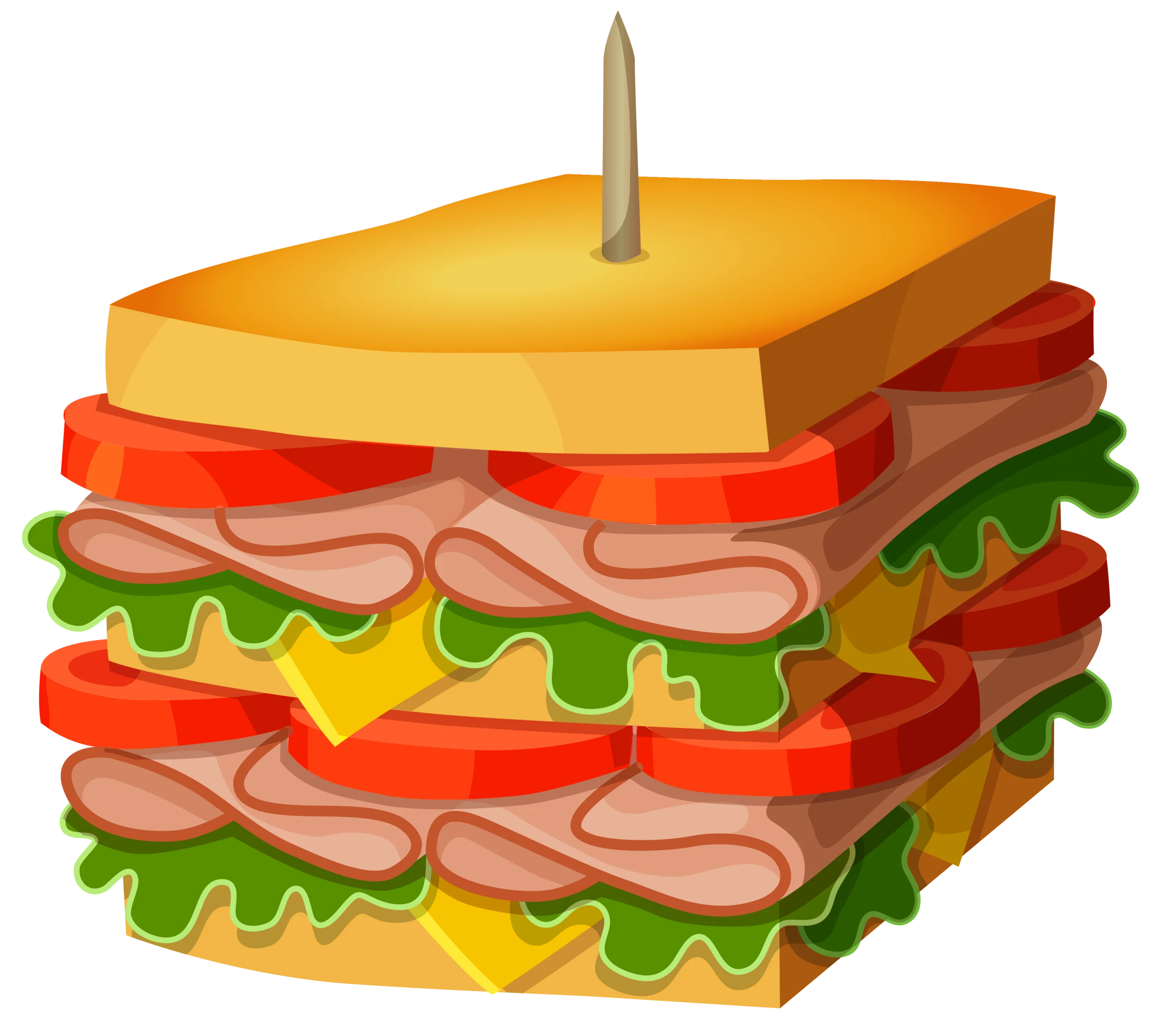 Deliciously Layered Gourmet Sandwich Clipart with Colorful Ingredients