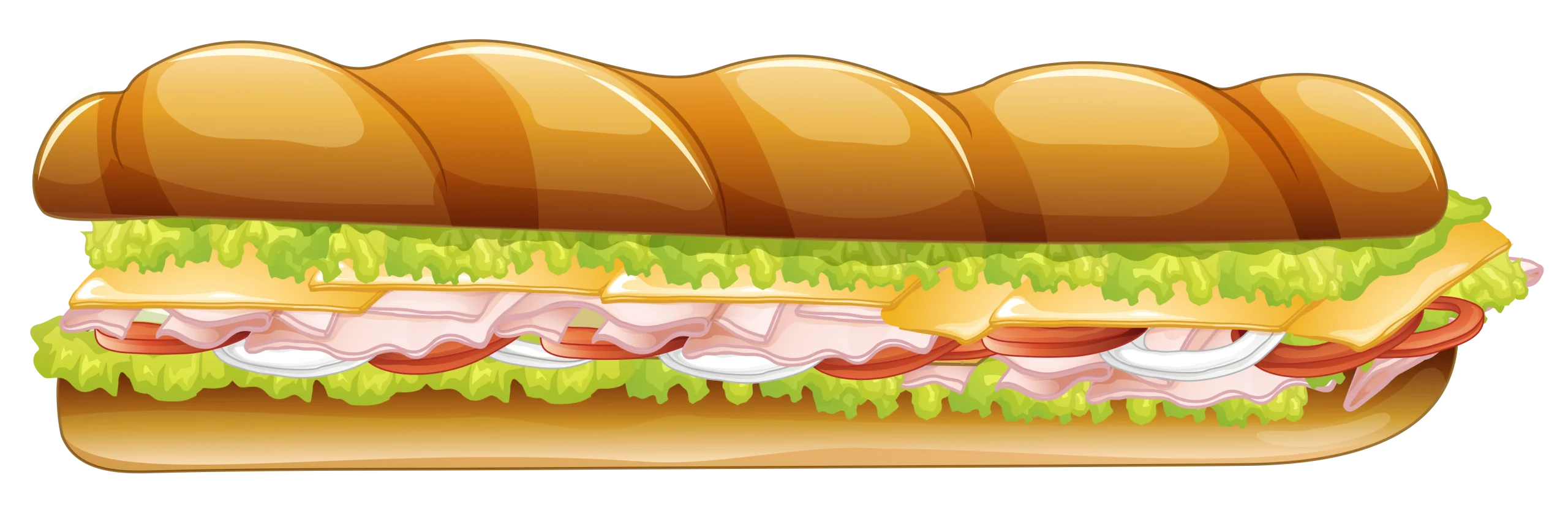 Deliciously Layered Submarine Sandwich Clipart with Fresh Ingredients