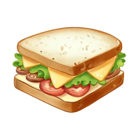 Delightful Classic Sandwich Clipart with Fresh Ingredients and Golden Bread