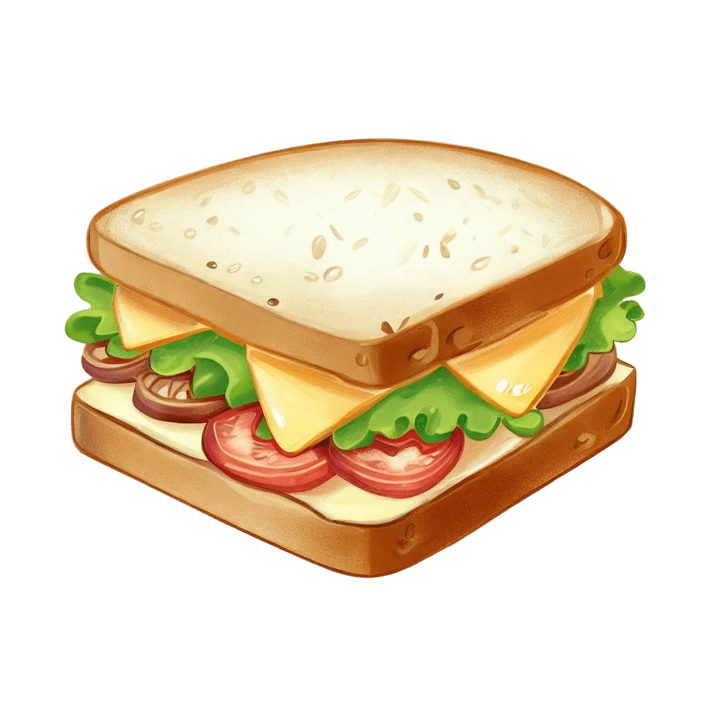 Delightful Classic Sandwich Clipart with Fresh Ingredients and Golden Bread