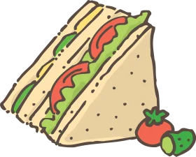 Delightful Hand-Drawn Deli Sandwich Clipart with Fresh Vegetables