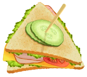 Fresh Layered Triangle Sandwich Clipart with Cucumber and Tomato Slices