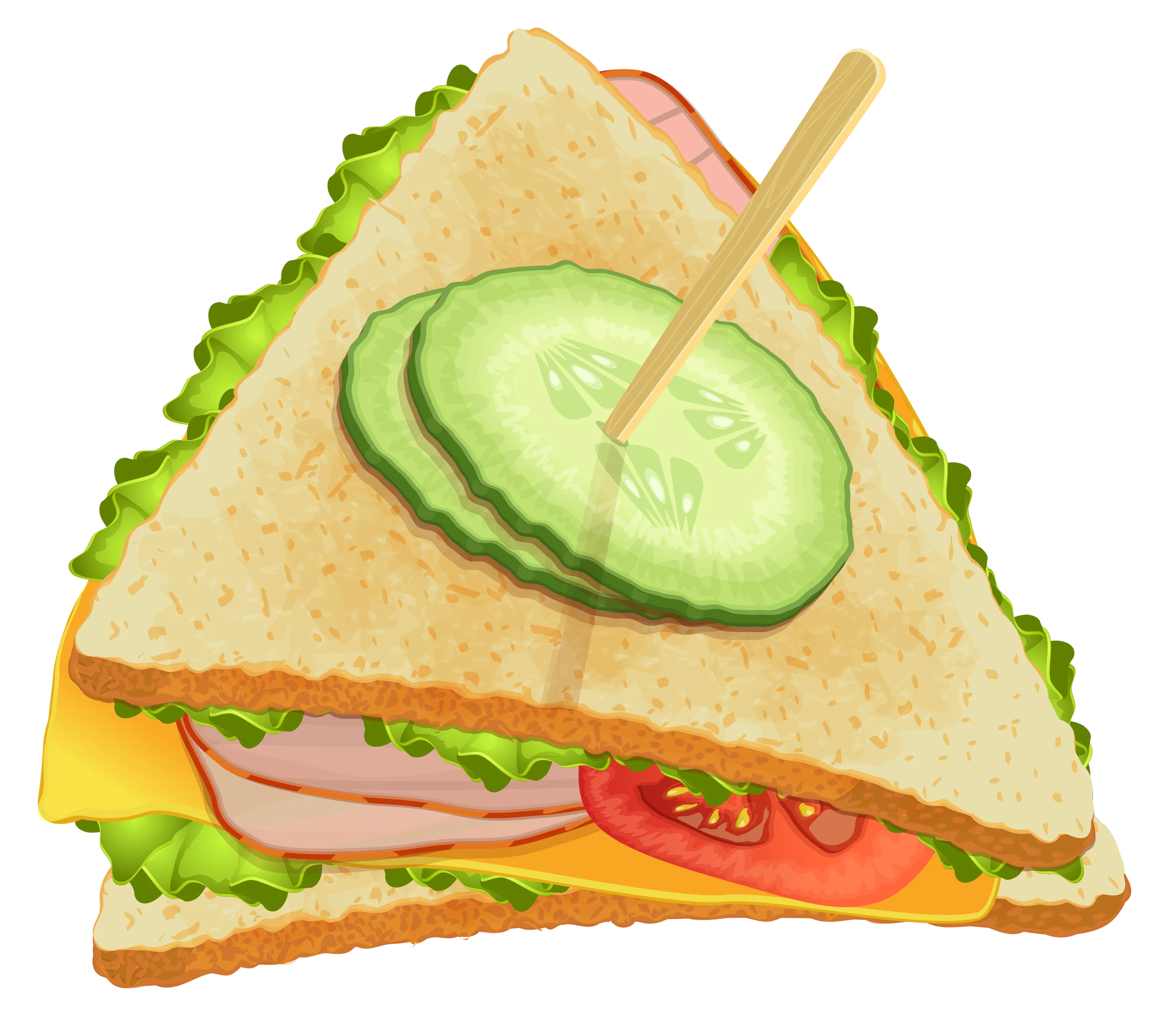Fresh Layered Triangle Sandwich Clipart with Cucumber and Tomato Slices