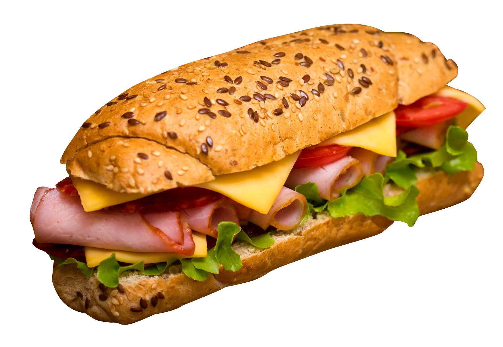 Realistic Gourmet Deli Sandwich Clipart with Multilayered Ingredients