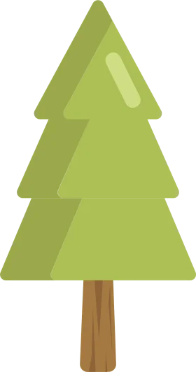 Simple Geometric Pine Tree Clipart with Soft Green Tones and Minimalist Design