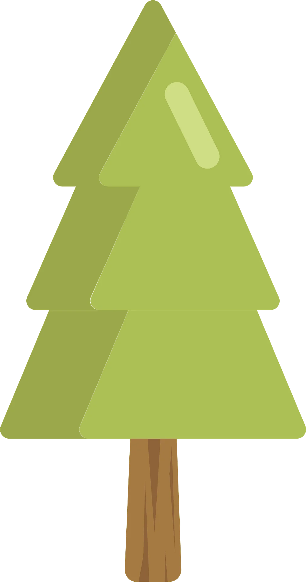 Simple Geometric Pine Tree Clipart with Soft Green Tones and Minimalist Design