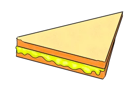 Triangular Layered Sandwich Clipart with Cheerful Color Palette and Wavy Cheese