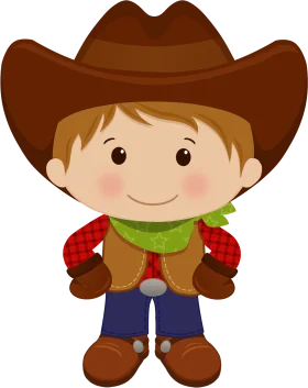 Adorable Little Cowboy Clipart: Cute Western Character with Charming Smile