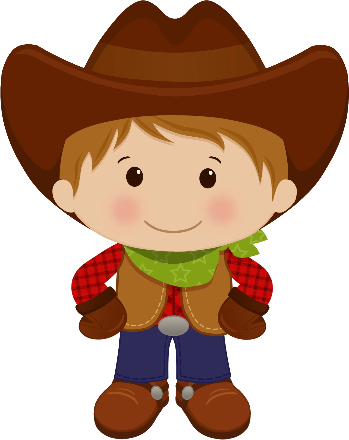 Adorable Little Cowboy Clipart: Cute Western Character with Charming Smile