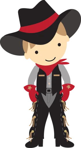 Adorable Western Cowboy Character Clipart - Cute Cartoon Style Illustration