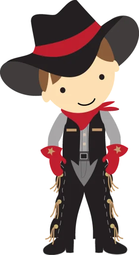 Adorable Western Cowboy Character Clipart in Charming Cartoon Style