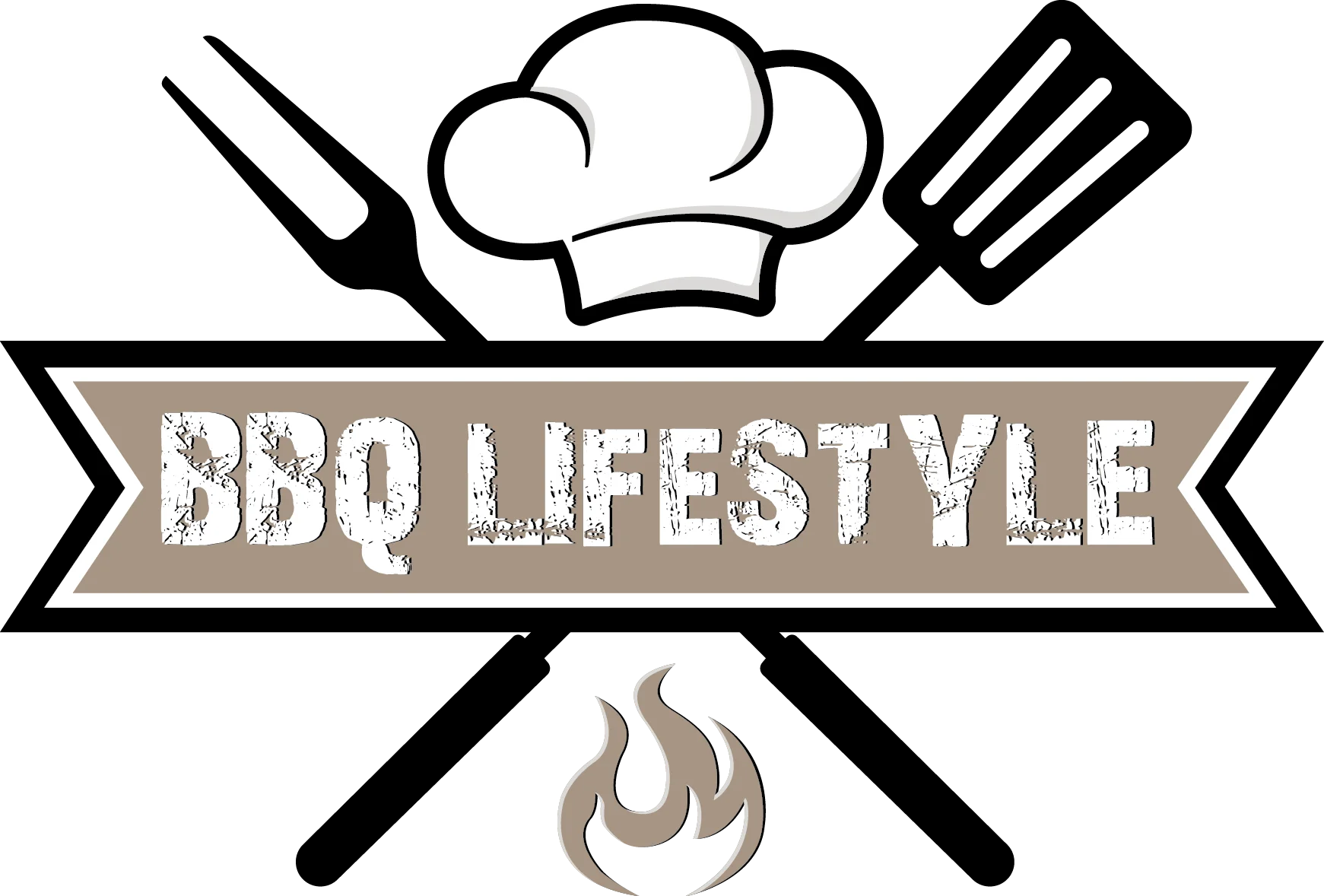 BBQ Lifestyle Culinary Clipart - Grilling Tools and Chef Hat Emblem Design