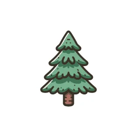Charming Green Pine Tree Clipart with Layered Branches and Textured Trunk
